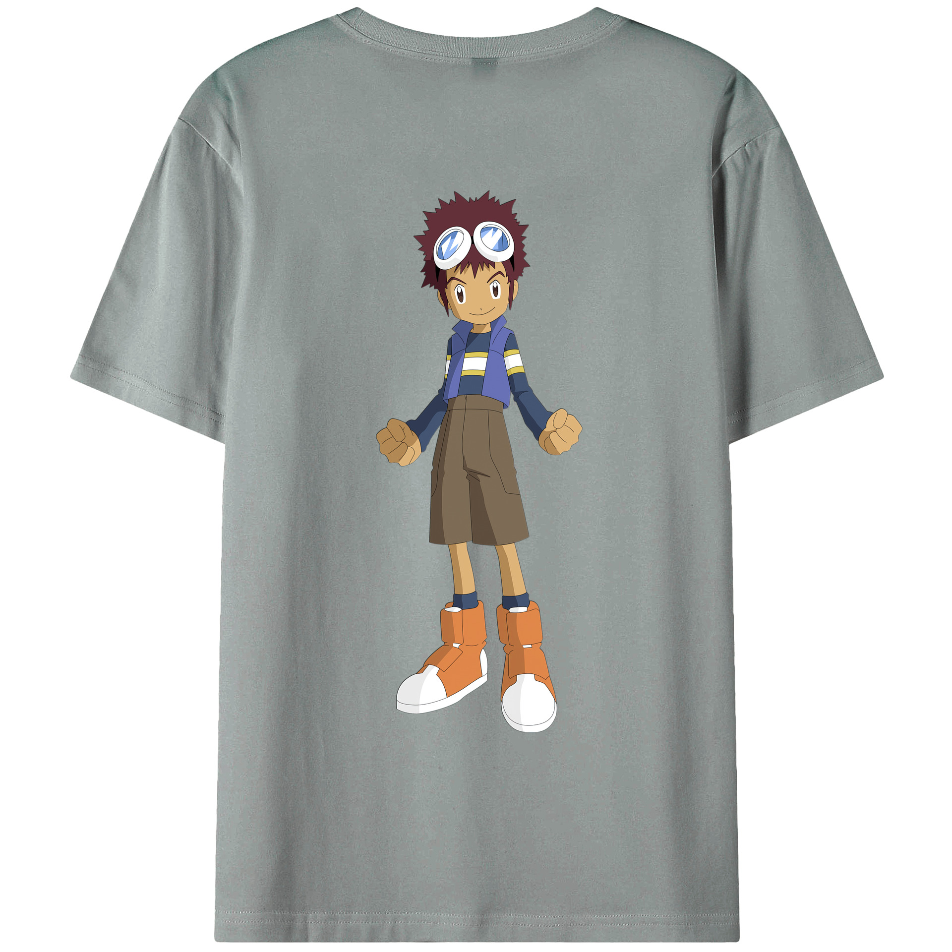 （画像用） Digimon デジタルモンスター/デジモン 綿100％ メンズ半袖Tシャツ（バックプリント） 通気性